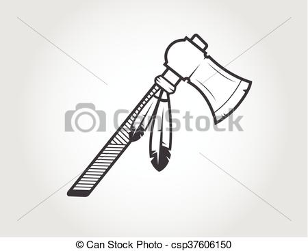 450x367 Native American Tomahawk On The White Background - Tomahawk Drawing