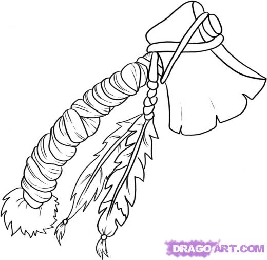 520x506 Step How To Draw A Tomahawk - Tomahawk Drawing