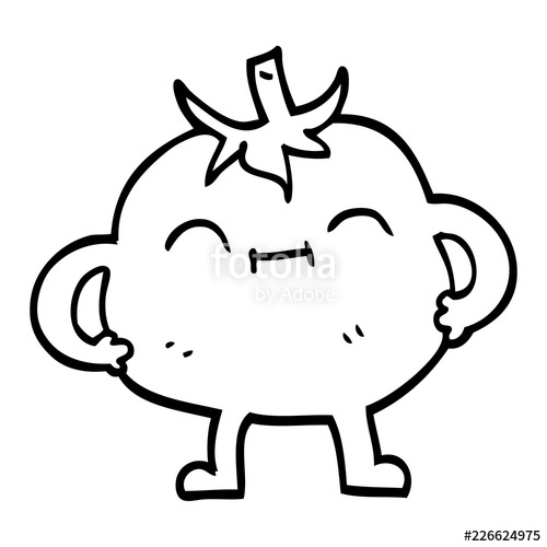 500x500 Line Drawing Cartoon Happy Tomato Stock Image And Royalty Free - Tomato Line Drawing
