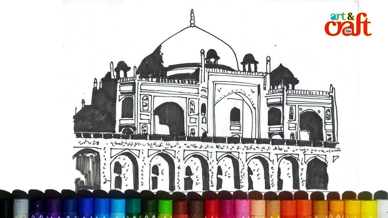 1280x720 humayun tomb new delhi, india drawing - Tomb Drawing