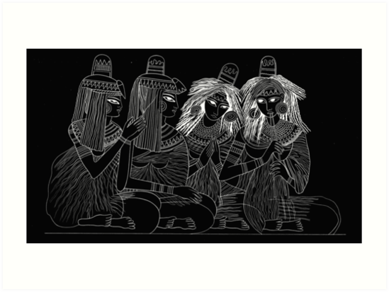 549x413 ancient egyptian women tomb drawing, white art prints - Tomb Drawing