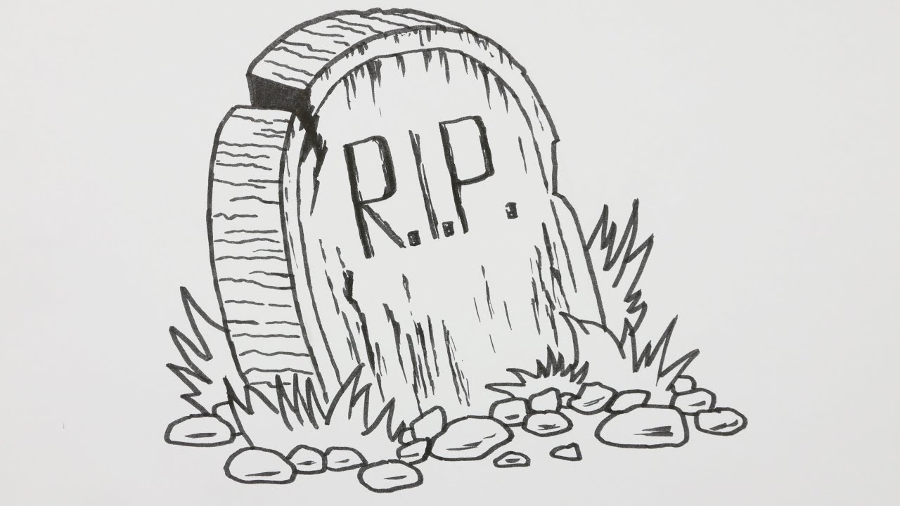 1280x720 how to draw a halloween tombstone - Tombstone Drawing