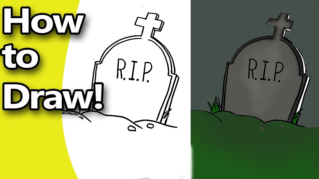 1280x720 how to draw a halloween tombstone step - Tombstone Drawing