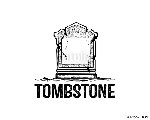 500x400 tombstone for the rip or the dead illustration hand drawing logo - Tombstone Drawing