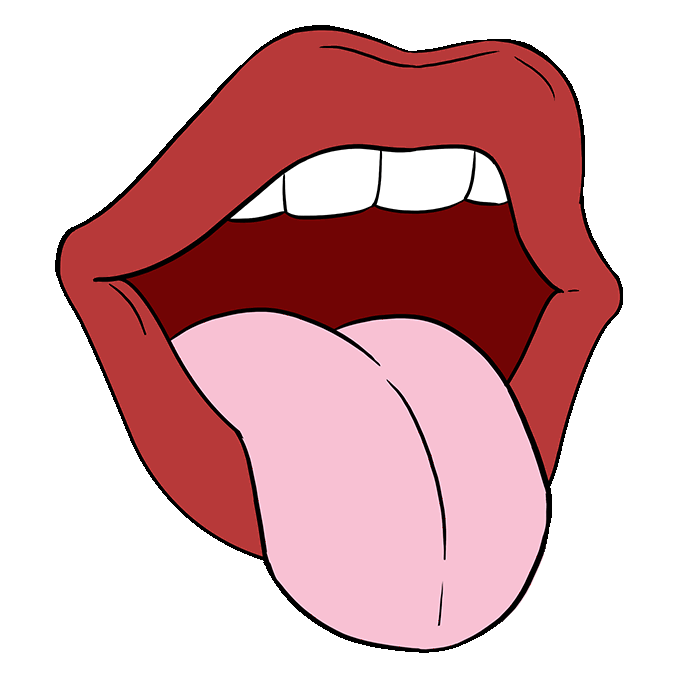 680x678 how to draw a mouth and tongue - Tongue Drawing