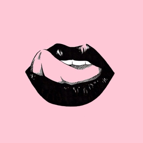 500x500 drawing art black and white makeup lips pink pastel tongue pastel - Tongue Drawing