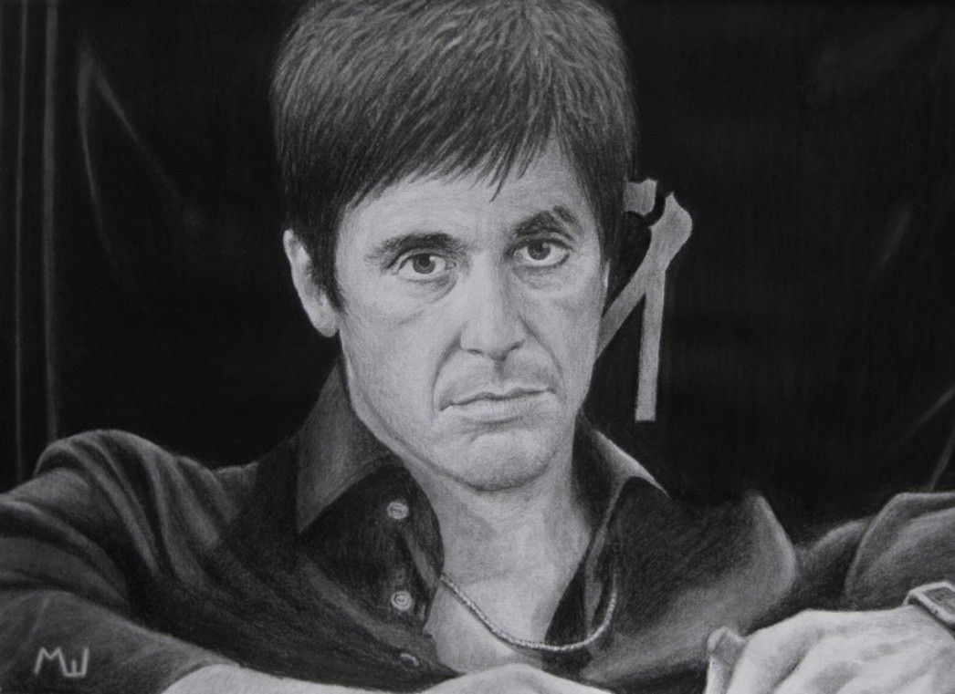 1046x761 pencil drawing of al pacino as tony montana in scarface - Tony Montana Drawing