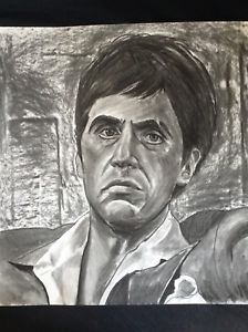 224x300 original charcoal drawing erotic art scarface tony montana - Tony Montana Drawing