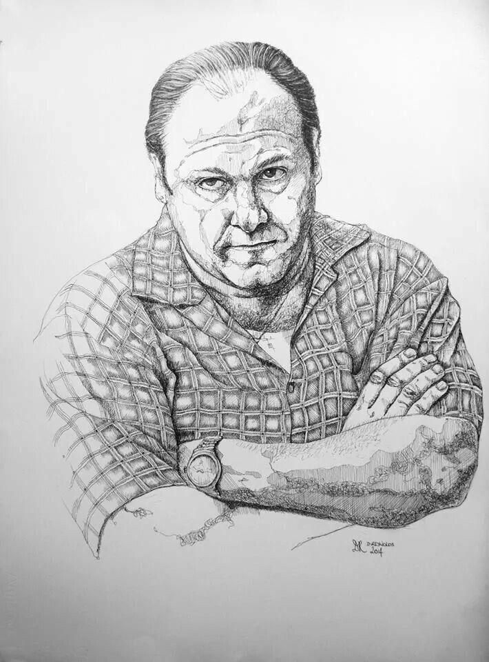 710x960 Tony Soprano Dean's Art Drawings, Art, Pen, Wash - Tony Soprano Drawing