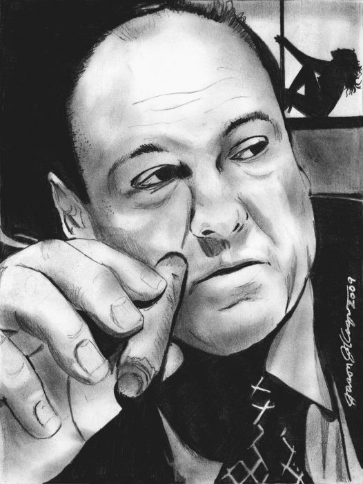 526x700 Tony Soprano At The Bing Canvas Print Canvas Art - Tony Soprano Drawing