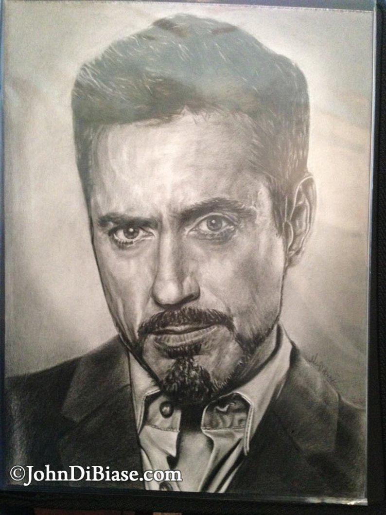 794x1059 original drawing of robert downey jr as tony stark from iron etsy - Tony Stark Drawing