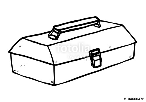 500x350 Toolbox Cartoon Vector And Illustration, Black And White, Hand - Toolbox Drawing