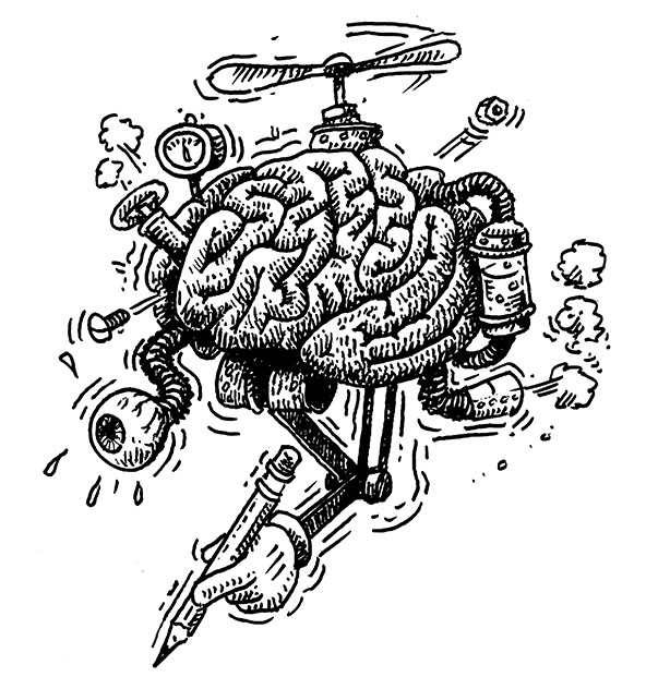 592x632 Drawing Brain Marty Bee Illustration - Toon Drawing