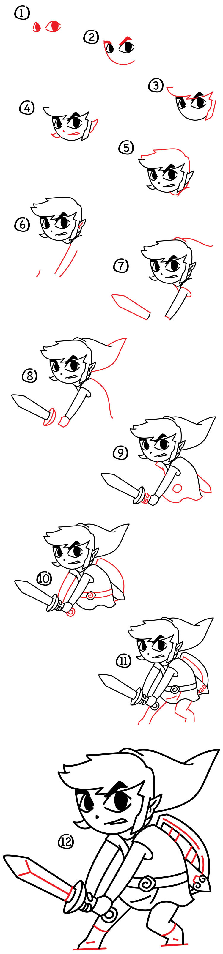 750x3211 how to draw toon link - Toon Link Drawing