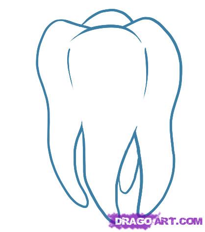 418x473 how to draw a tooth, step - Tooth Drawing