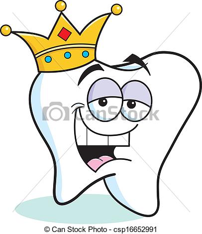 406x470 cartoon tooth wearing a crown cartoon illustration of a tooth - Tooth Drawing Cartoon