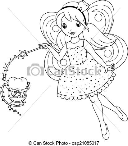 412x470 tooth fairy coloring page - Tooth Fairy Drawing