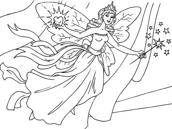 600x450 tooth fairy coloring pages - Tooth Fairy Drawing