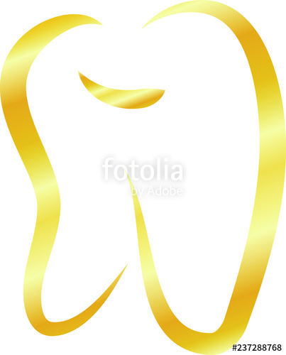 403x500 Gold Line Drawing Of Tooth Stock Image And Royalty Free Vector - Tooth Line Drawing