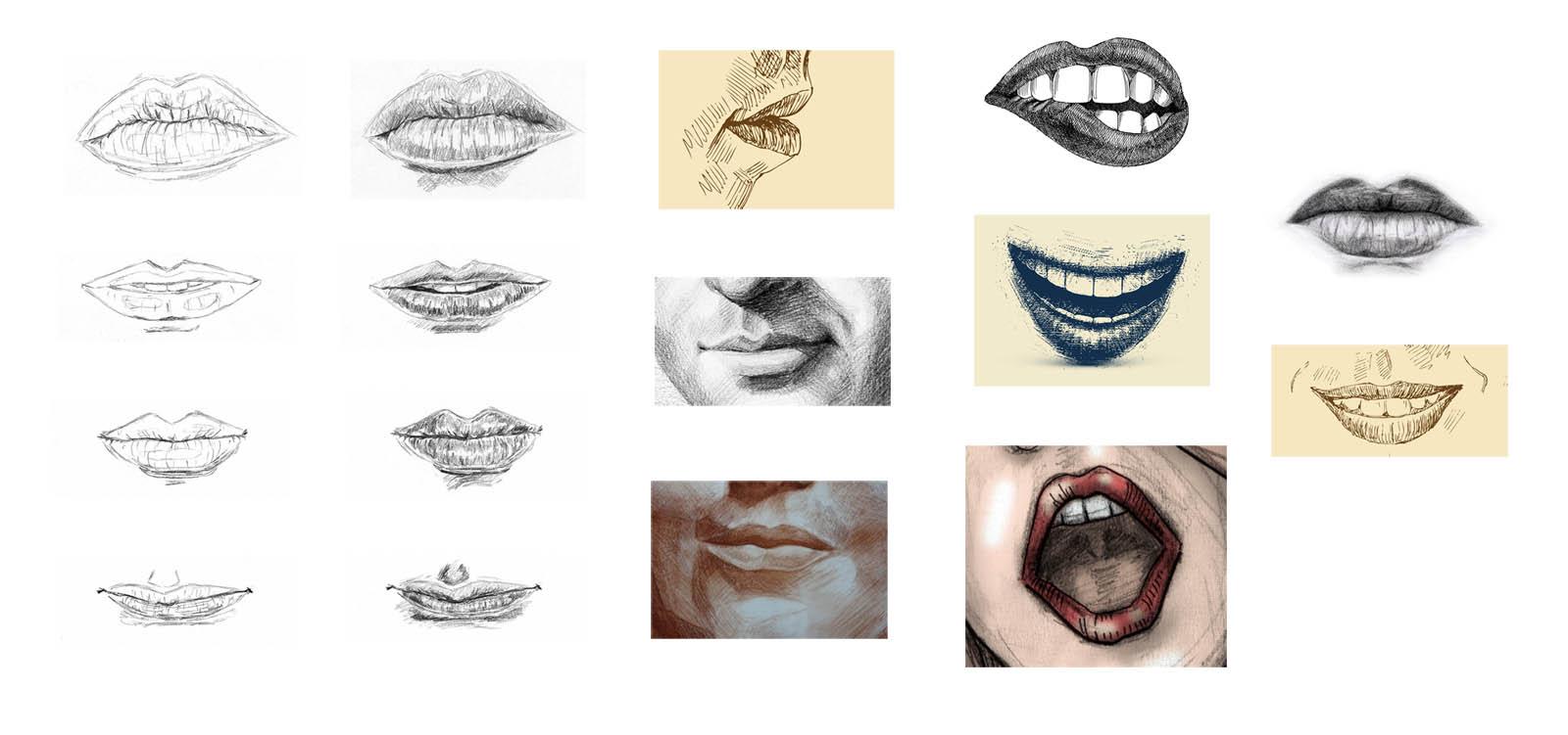 1600x751 How These Very Different Sketches Of Lips Can Help You Draw - Tooth Line Drawing