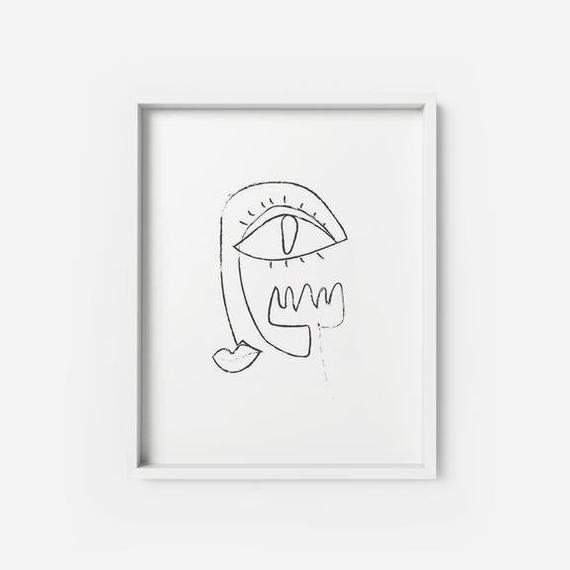 570x570 Line Drawing Printable Minimalist Single Line Poster Black Etsy - Tooth Line Drawing