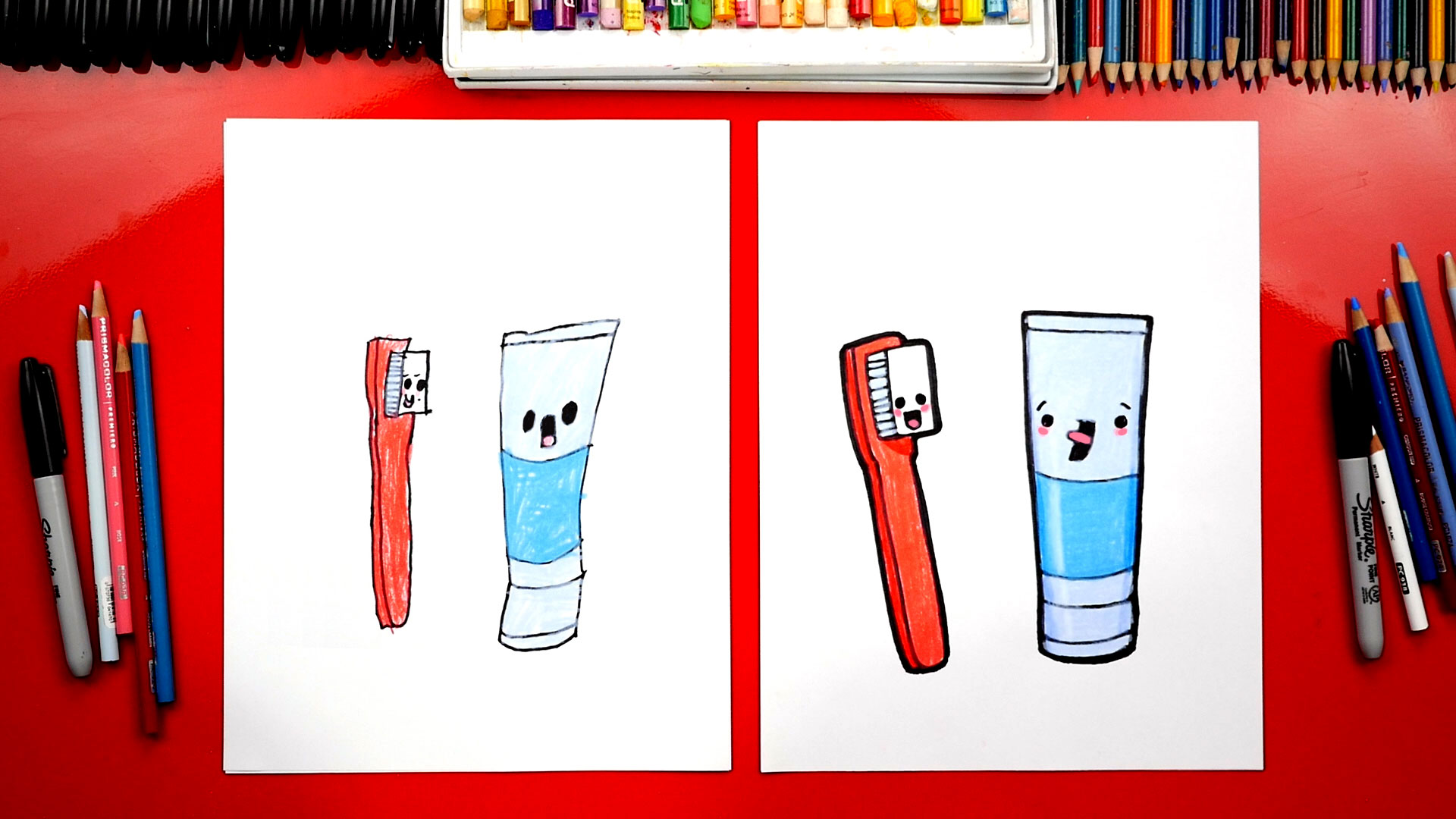 1920x1080 How To Draw A Toothbrush And Toothpaste - Toothbrush And Toothpaste Drawing