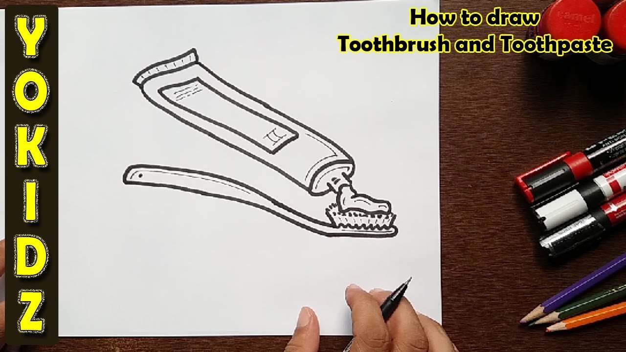 1280x720 How To Draw Toothbrush And Toothpaste - Toothbrush And Toothpaste Drawing