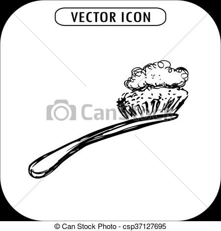 450x470 Toothbrush With A Toothpaste, Hand Drawn Icon, Vector - Toothbrush And Toothpaste Drawing