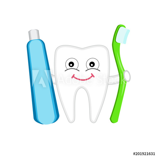 500x500 A Child's Drawing Of A Healthy Tooth With A Toothbrush - Toothbrush And Toothpaste Drawing