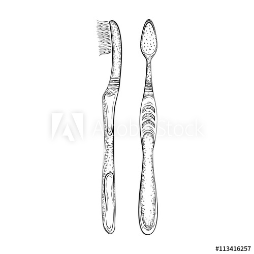 500x500 hand drawn toothbrush product for oral care and hygiene detailed - Toothbrush Drawing