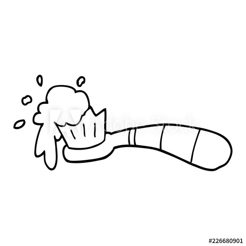 500x500 line drawing cartoon toothbrush and tooth paste - Toothbrush Drawing