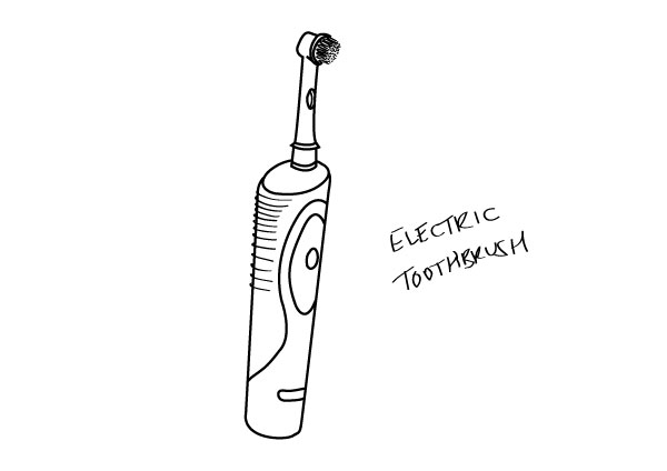 600x424 line drawing of everyday objects electric toothbrush - Toothbrush Drawing