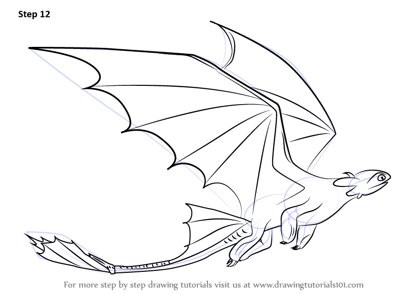 842x596 learn how to draw toothless flying from how to train your dragon - Toothless Dragon Drawing
