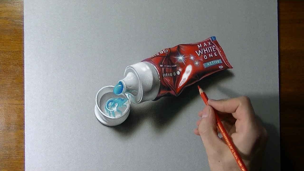1280x720 Hyperrealistic Speed Drawing Of A Toothpaste Tube - Toothpaste Drawing