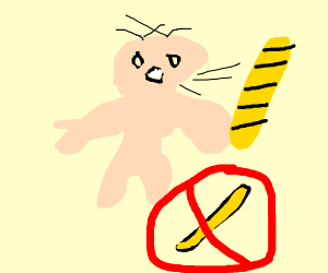 300x250 A Todler Holding A Baguette, No Toothpick Drawing - Toothpick Drawing