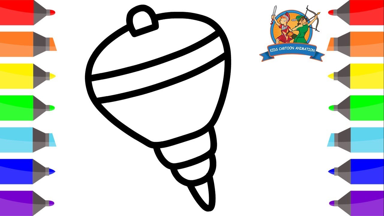 1280x720 How To Draw A Top Toy Coloring Pages For Kids - Top Drawing