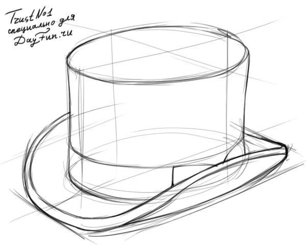 600x480 how to draw a top hat step - Top Hat Drawing