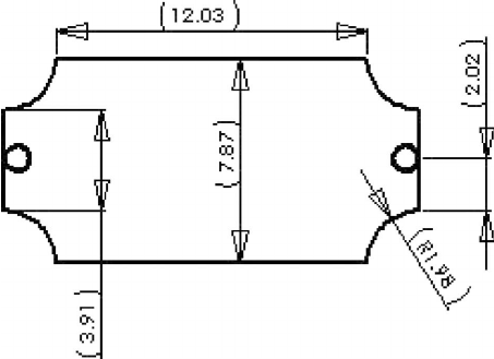 453x329 Footrest Engineering Drawing, Top View - Top View Drawing