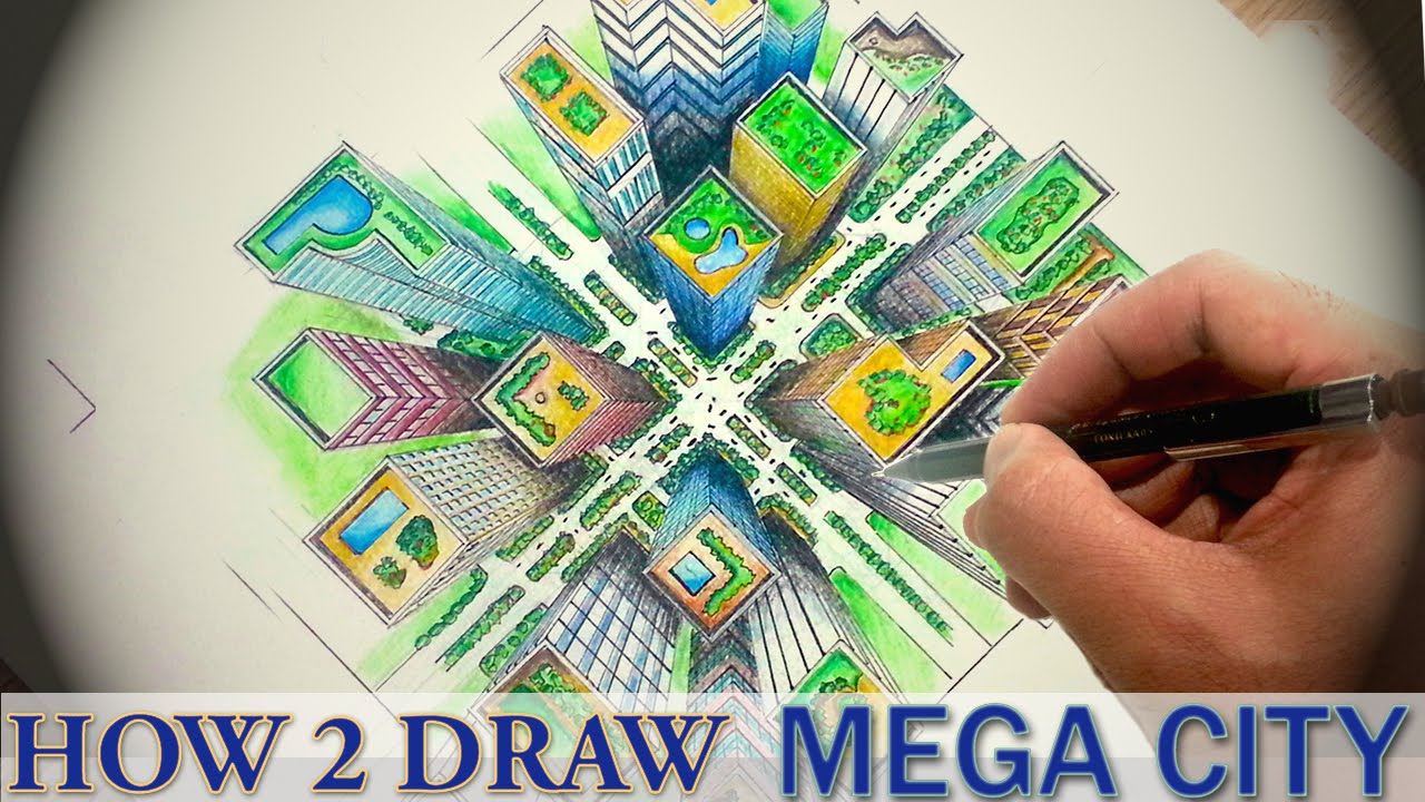1280x720 How To Draw City Top Down View Dearingdraws - Top View Drawing