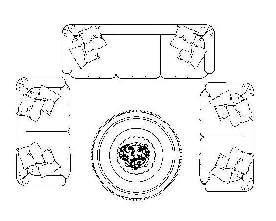 564x451 Drawing Sofa From Top View - Top View Drawing
