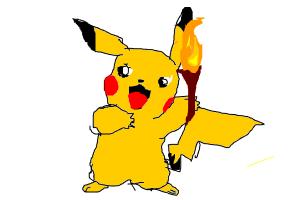 300x200 How To Draw Picachu Holding A Torch - Torch Drawing