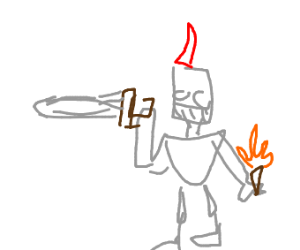 300x250 Knight With A Sword And Torch Drawing - Torch Drawing