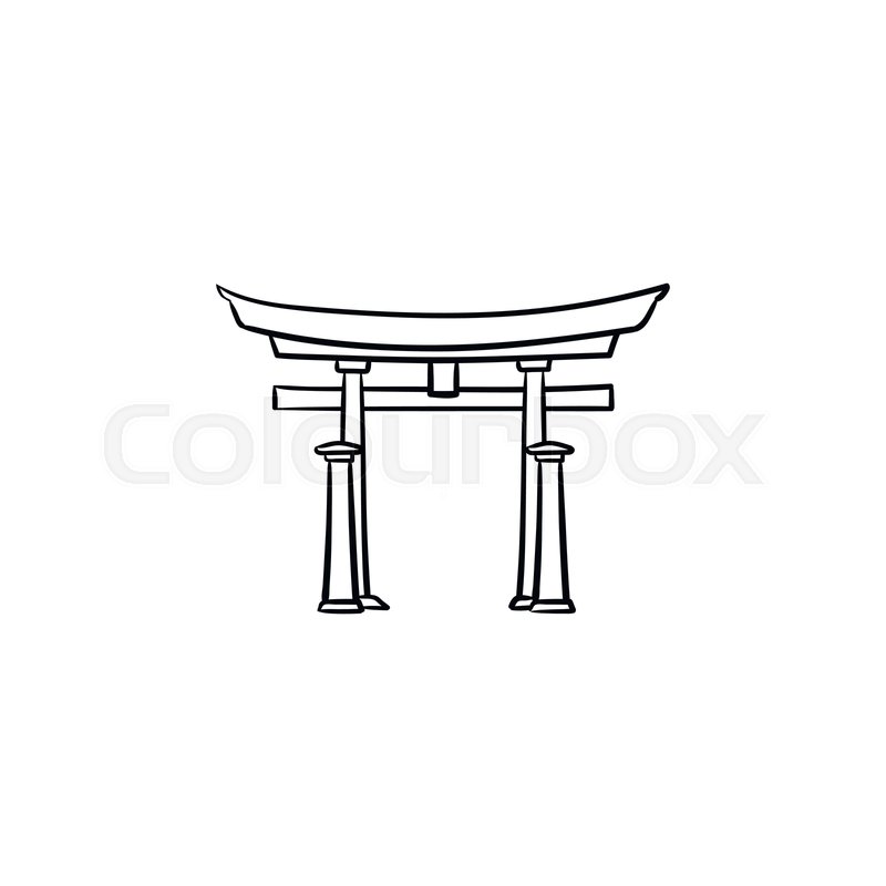 800x800 Japanese Gate Hand Drawn Outline Stock Vector Colourbox - Torii Gate Drawing