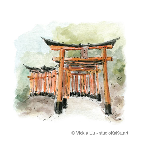 576x576 Red Torii Gates - Torii Gate Drawing