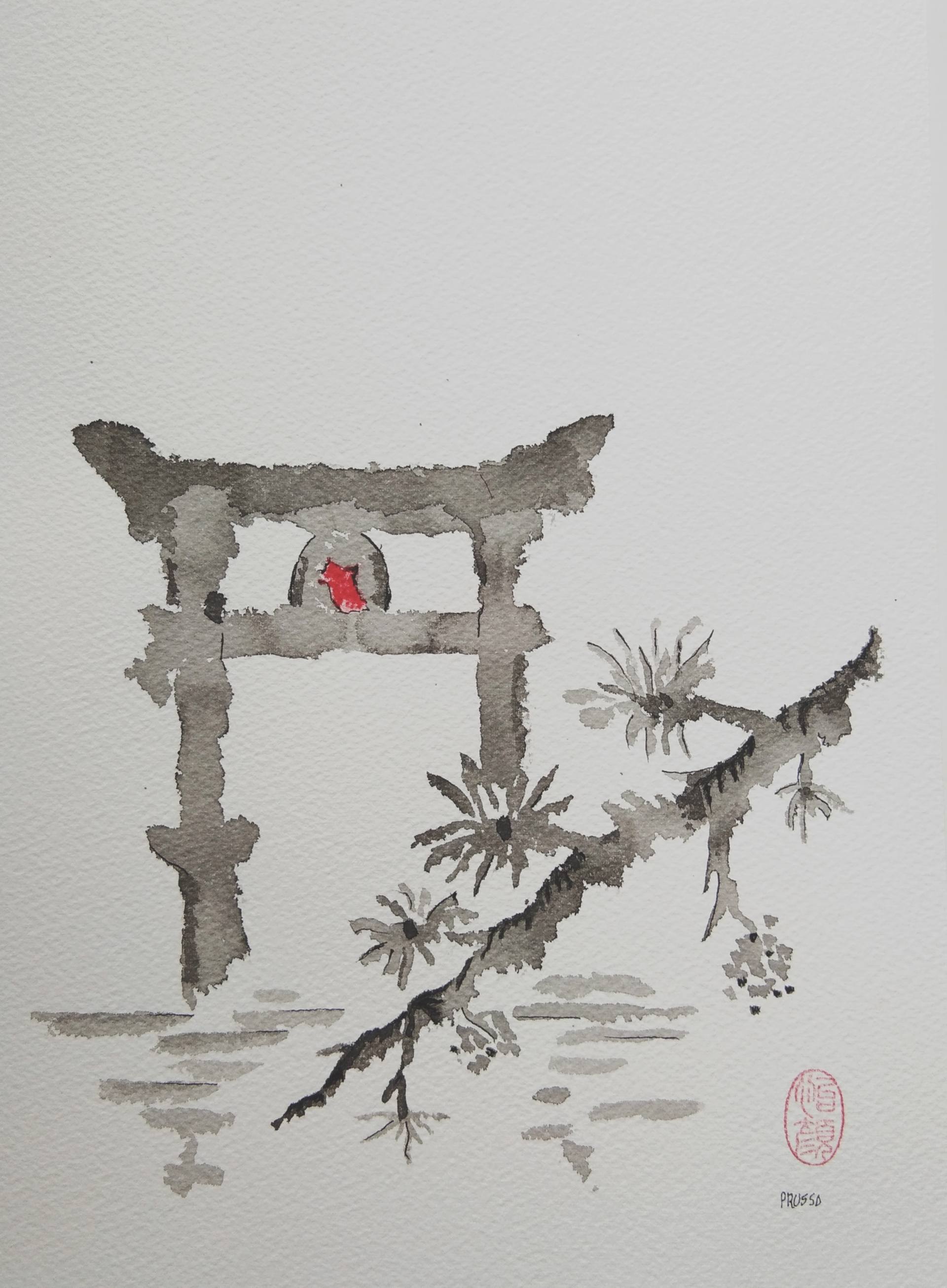 1920x2611 Torii Gate Painting - Torii Gate Drawing