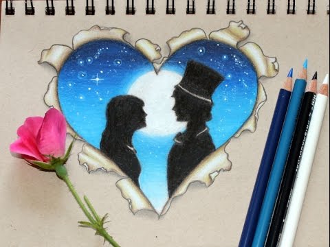 480x360 ripped paper heart drawing tutorial prismacolor pencils - Torn Paper Drawing