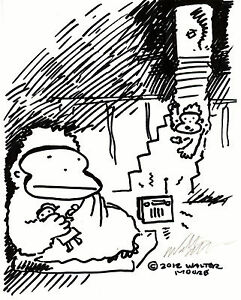 241x300 apes hide in tornado shelter original signed cartoon - Tornado Cartoon Drawing