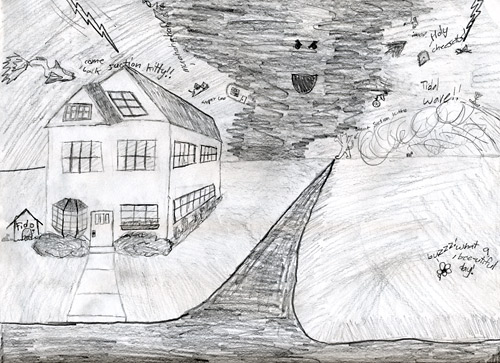 500x363 ellie's and rachel's art pages perspective drawing - Tornado Drawing