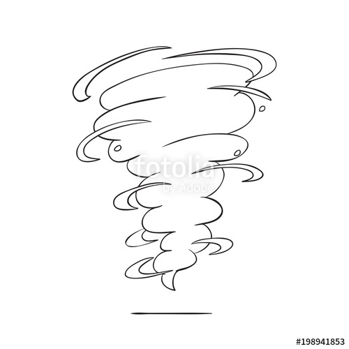 500x500 Vector Sketch Illustration Of An Object Of Nature Outline Hand - Tornado Drawing