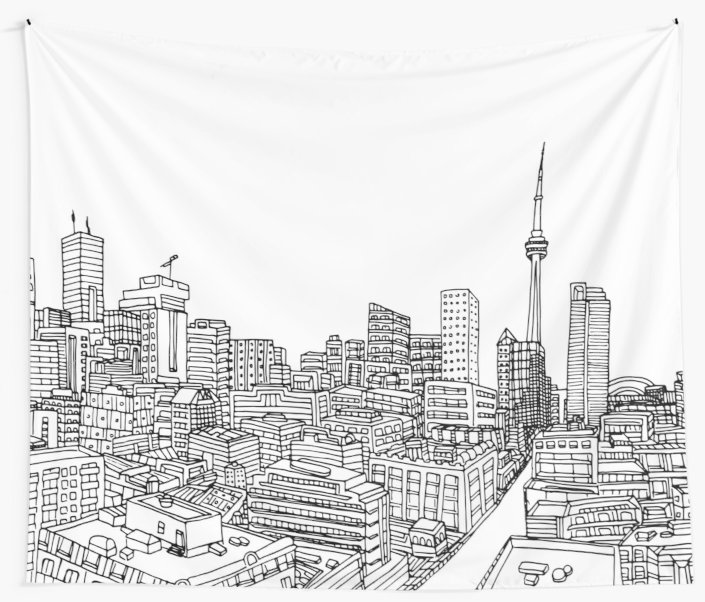 705x602 Toronto Drawing - Toronto Skyline Drawing